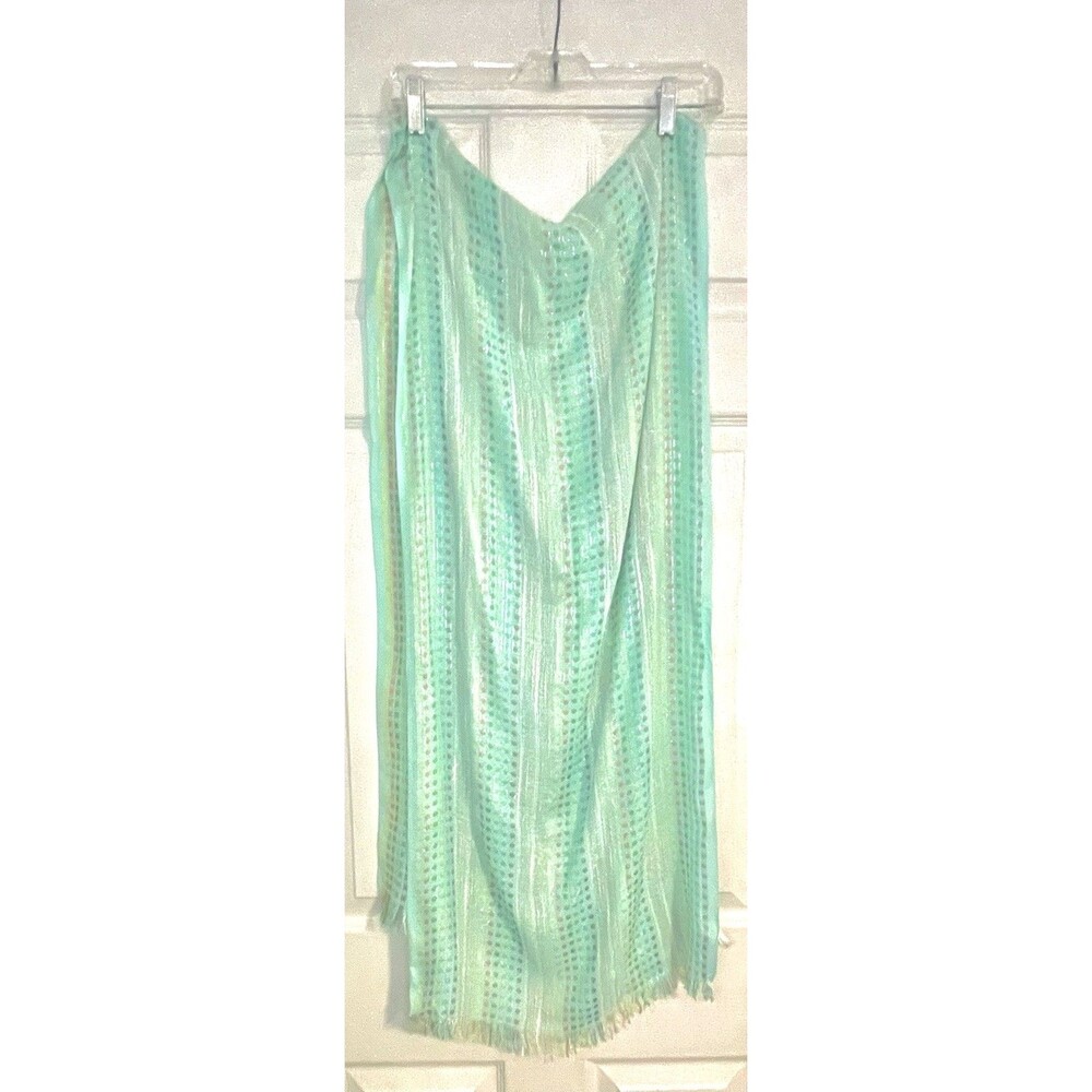 Collection 18 Mint Green Metallic Striped Scarf (20" x 74")